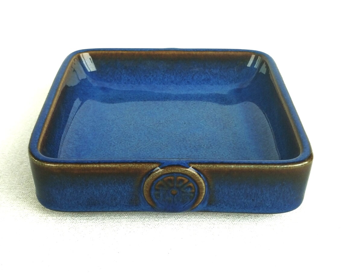 Scandinavian Danish Ceramic Collectibles Mid Century Modern 1960s Vtg Søholm Denmark Maria Philippi Nordlys Blue Glazed Studio Pottery Dish Bowl