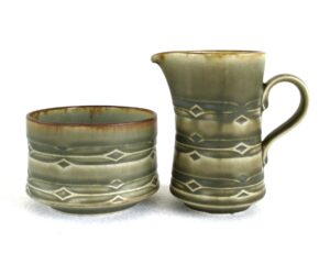 Vtg Quistgaard Nissen Rune Creamer and Sugar Bowl Set
